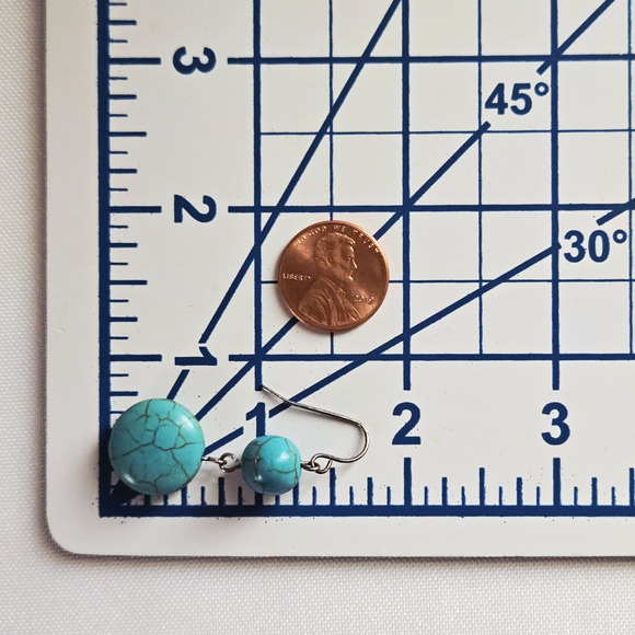 Faux Turquoise Earrings Dangle Drop Pierced Blue Beaded Casual Southwestern Boho - Picture 7 of 8